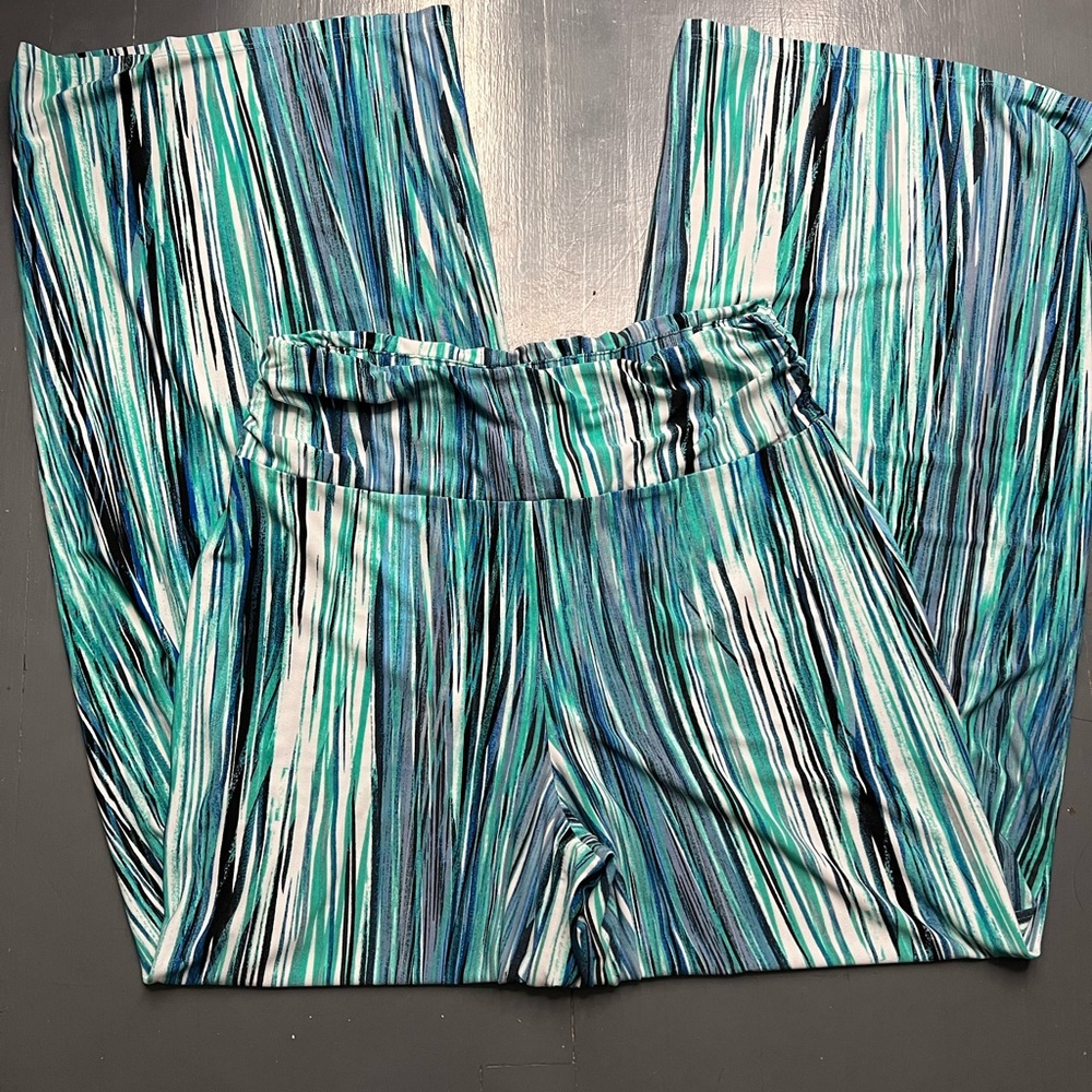 Cato Palooza Leggings with Blue and Green Stripes